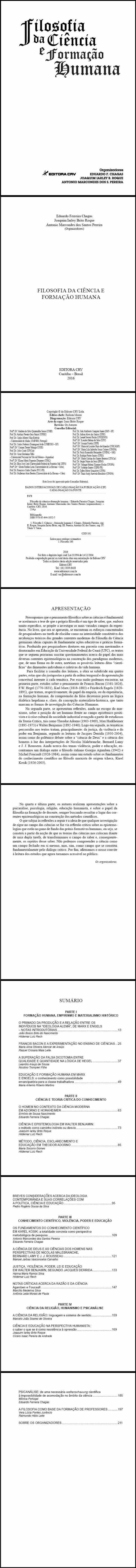 FILOSOFIA DA CIÊNCIA E FORMAÇÃO HUMANA